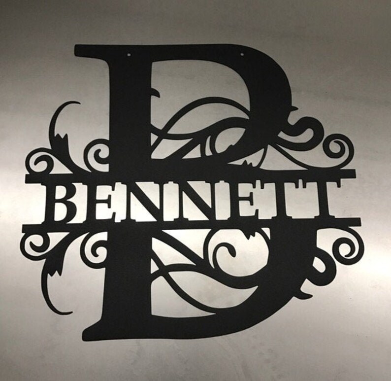Personalized Family Name Metal Sign - Split Monogram Sign ...