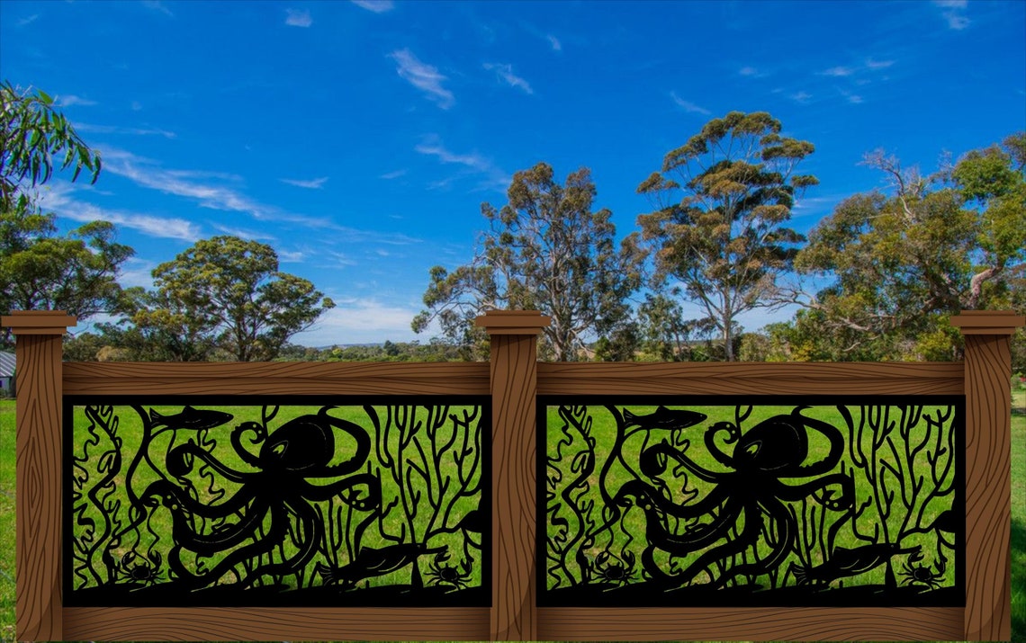 Turtle Panel Railing Octopus Marine Life Railing Metal Insert, Metal Panel, Metal Privacy ...