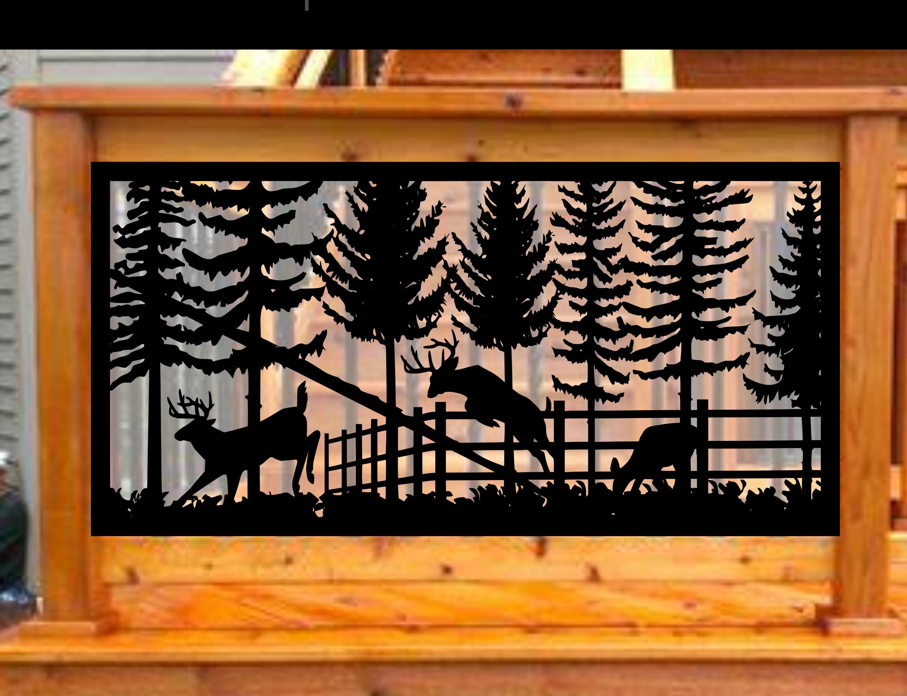 Deer Scenery Railing Metal Insert, Metal Panel, Metal Privacy Screen ...