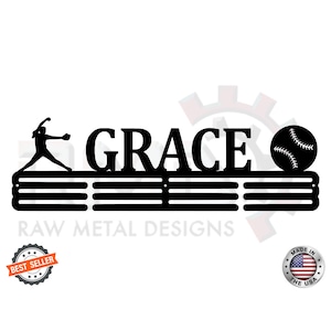 Softball Custom Name- Medal Hanger Holder Display Rack 3 RUNG