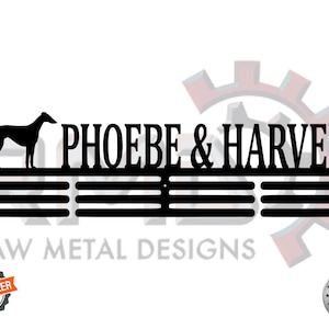 Whippet Custom Name- Medal Hanger Holder Display Rack  3 RUNG
