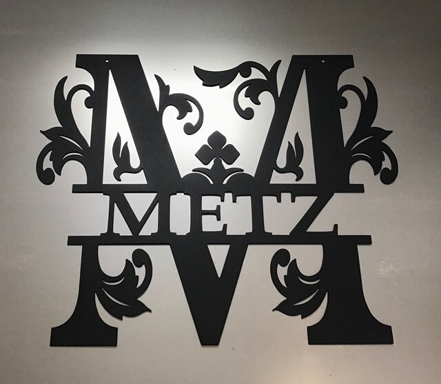 Personalized Family Name Metal Sign - Split Monogram Sign ...