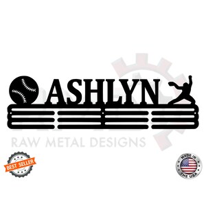 Softball Custom Name- Medal Hanger Holder Display Rack 3 RUNG