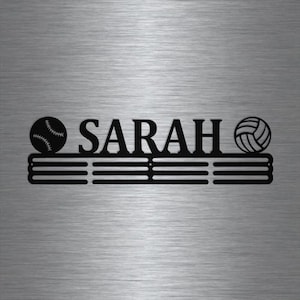 Softball and Volleyball Custom Name- Medal Hanger Holder Display Rack 3 RUNG