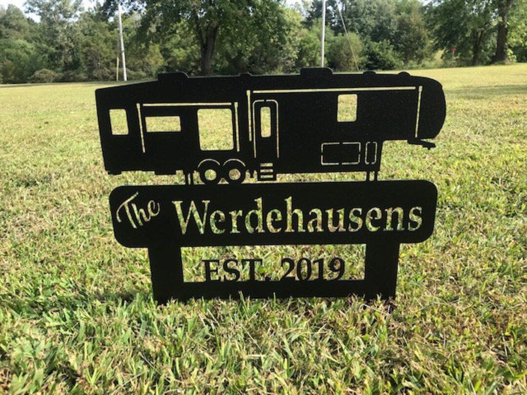 Camping Yard Sign - Personalized Camper Sign , Metal Campground Signs ...