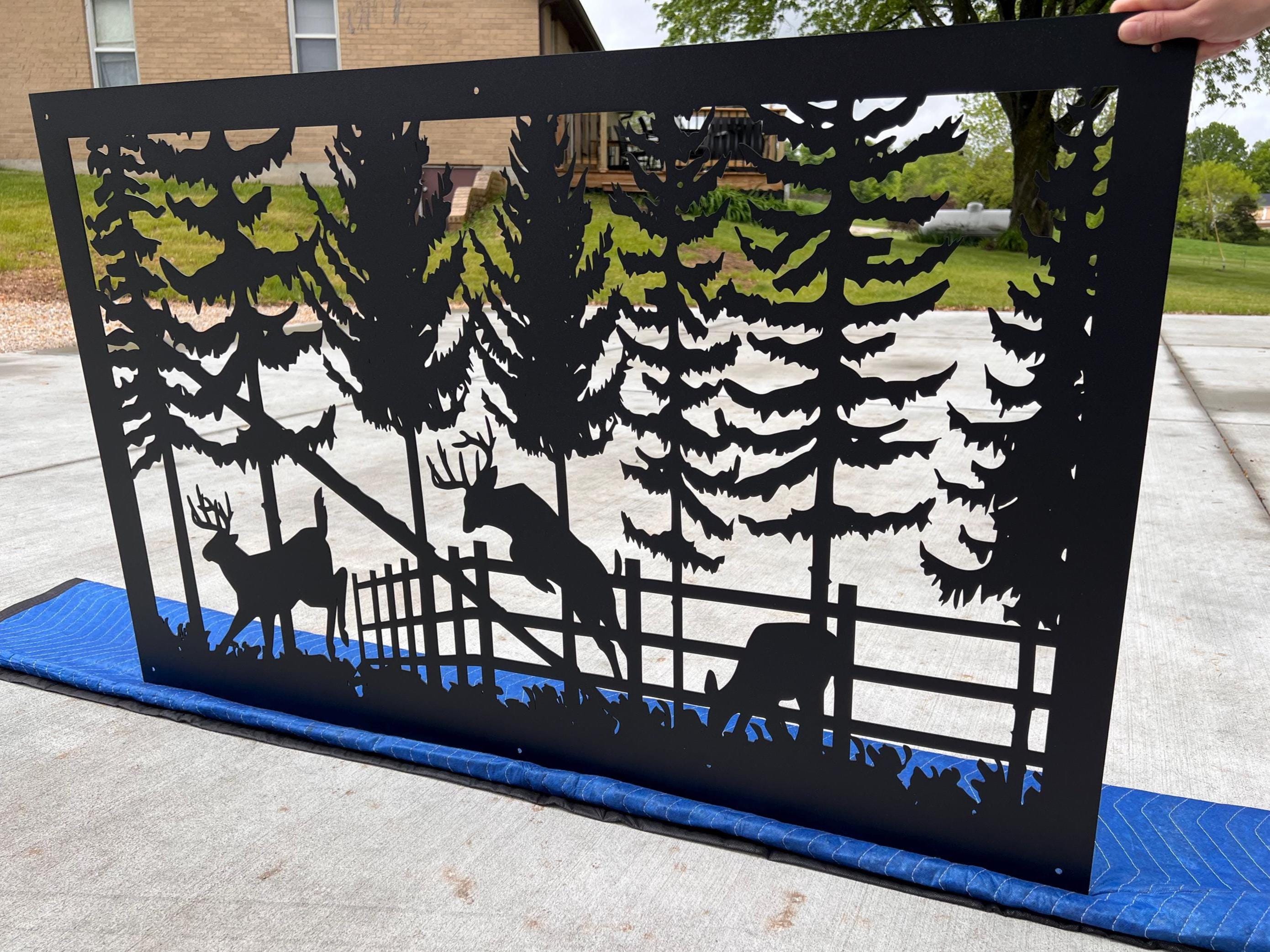 Deer Scenery Railing Metal Insert, Metal Panel, Metal Privacy Screen ...