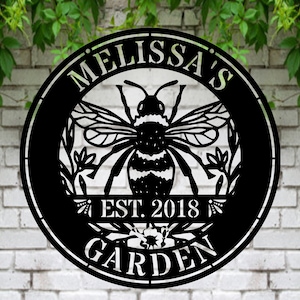 Personalized BEE Metal Sign- Bee Keeper- Porch Patio Garden- Bee Lovers Gift- Honeycomb- Honey Bee- Metal Wall Art- Outdoor Decor