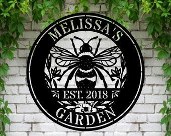 Personalized BEE Metal Sign- Bee Keeper- Porch Patio Garden- Bee Lovers Gift- Honeycomb- Honey Bee- Metal Wall Art- Outdoor Decor