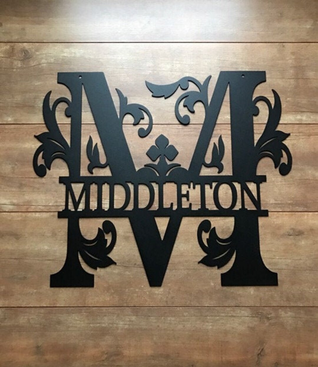Personalized Family Name Metal Sign - Split Monogram Sign ...