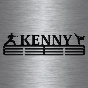 Karate Custom Name- Medal Hanger Holder Display Rack 3 RUNG