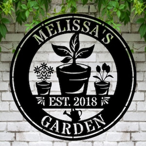 Custom Name Garden Sign, Custom Metal Hanging Garden Sign, Personalized Metal Gardening Gift