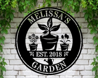 Custom Name Garden Sign, Custom Metal Hanging Garden Sign, Personalized Metal Gardening Gift