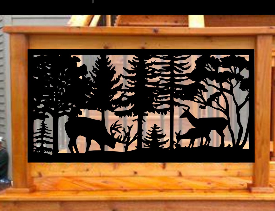 Deer Scenery Railing Metal Insert, Metal Panel, Metal Privacy Screen ...