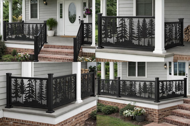 Decorative Rustic Tree Railing Metal Insert, Metal Panel, Metal Privacy ...