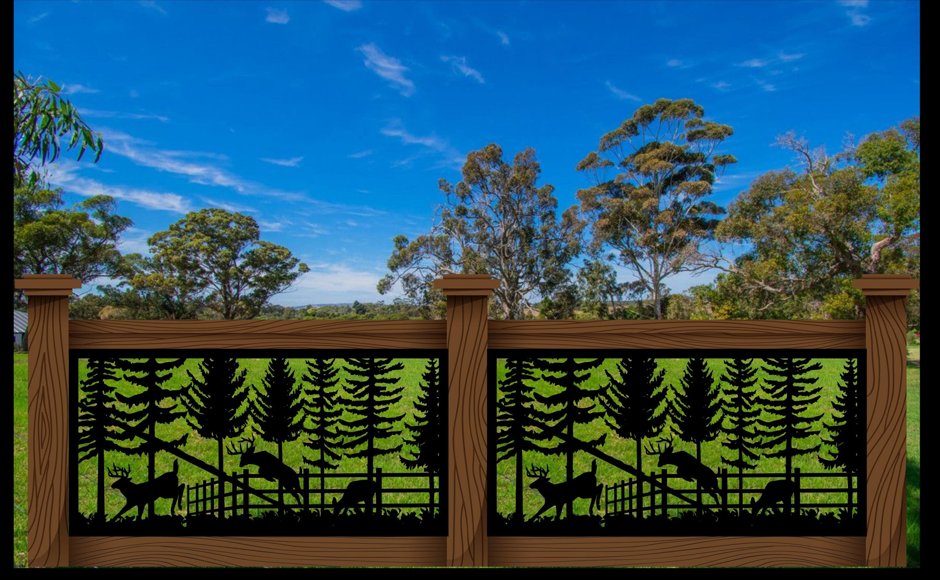 Deer Railing Panel Deer Scenery Railing Metal Insert, Metal Panel, Metal Privacy Screen ...