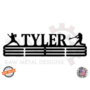 Baseball CUSTOM NAME- Medal Hanger Holder Display Rack 3RUNG