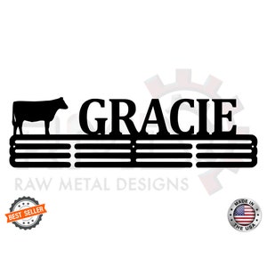 Cow Custom Name- Medal Hanger Holder Display Rack  3 RUNG