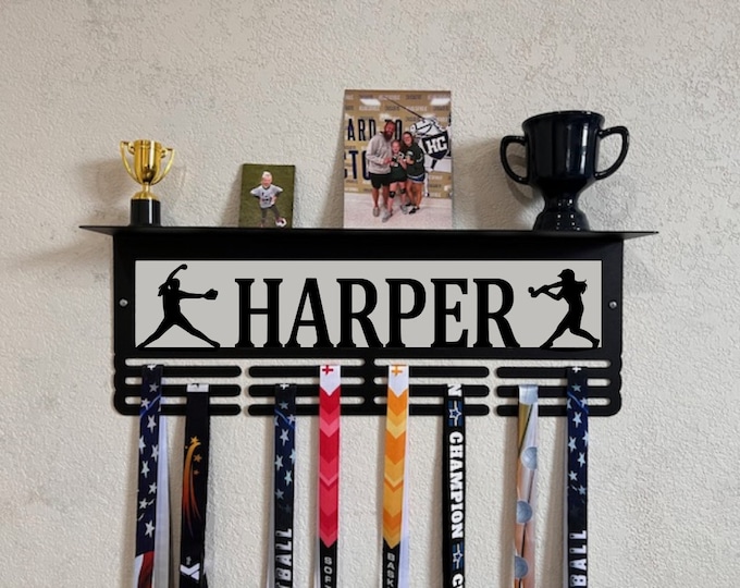 Softball Display Shelf and Peg Rack for Medals Display for Game Balls ...
