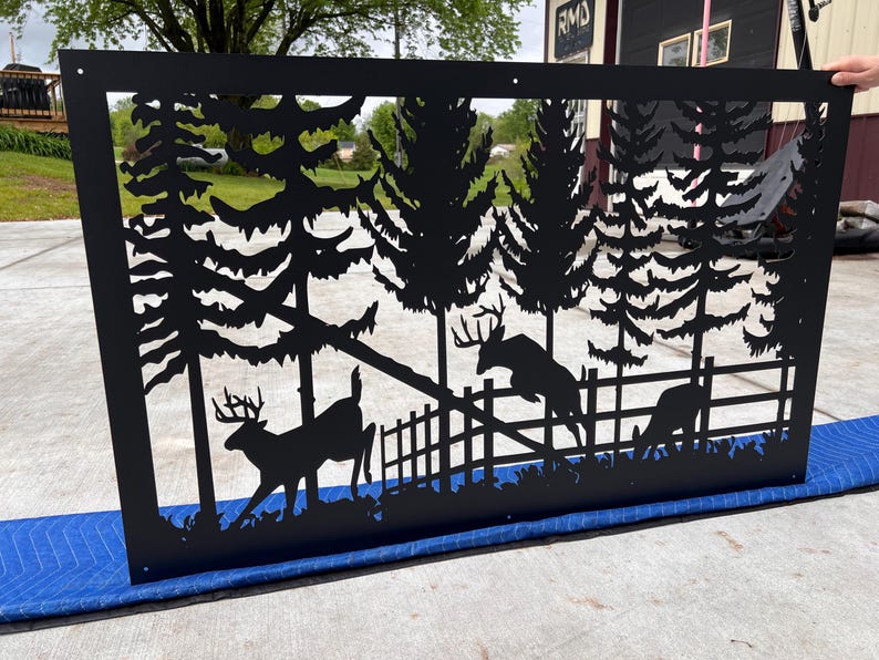 Deer Scenery Railing Metal Insert, Metal Panel, Metal Privacy Screen ...