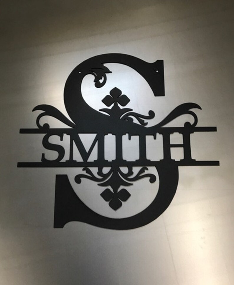 Personalized Family Name Metal Sign - Split Monogram Sign ...