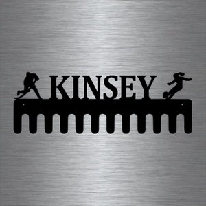 Soccer and Hockey Custom Name- Medal Hanger Holder Display Rack Female 12 HOOKS