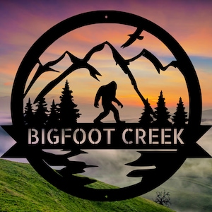 Personalize Bigfoot Metal Sign, Camp Sign, Christmas Gift For Him, Metal Name Sign, Fathers Day