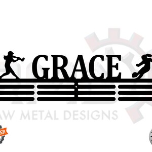 Softball And Soccer Custom Name- Medal Hanger Holder Display Rack 3 RUNG