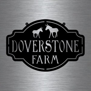 Metal FARM SIGN , Donkeys - Personalized Family Name Metal Sign - Housewarming Gift - Wedding Gift - Personalized Gift