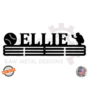 Softball Custom Name- Medal Hanger Holder Display Rack 3 RUNG