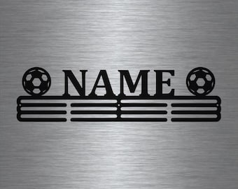Soccer Custom Name- Medal Hanger Holder Display Rack  3 RUNG