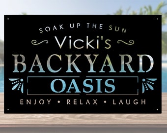 Personalized Outdoor Backyard Custom Sign | Custom Metal Patio Sign | Custom Metal Pool Sign | Custom Metal Backyard Sign
