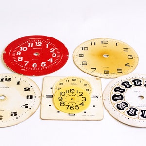 Uhrengesichter Vintage runde Quadratische Uhrengesichter Zifferblätter Uhrenfronten Karton Papier Kunststoff Uhrengesichter Steampunk Ziffernset von 7