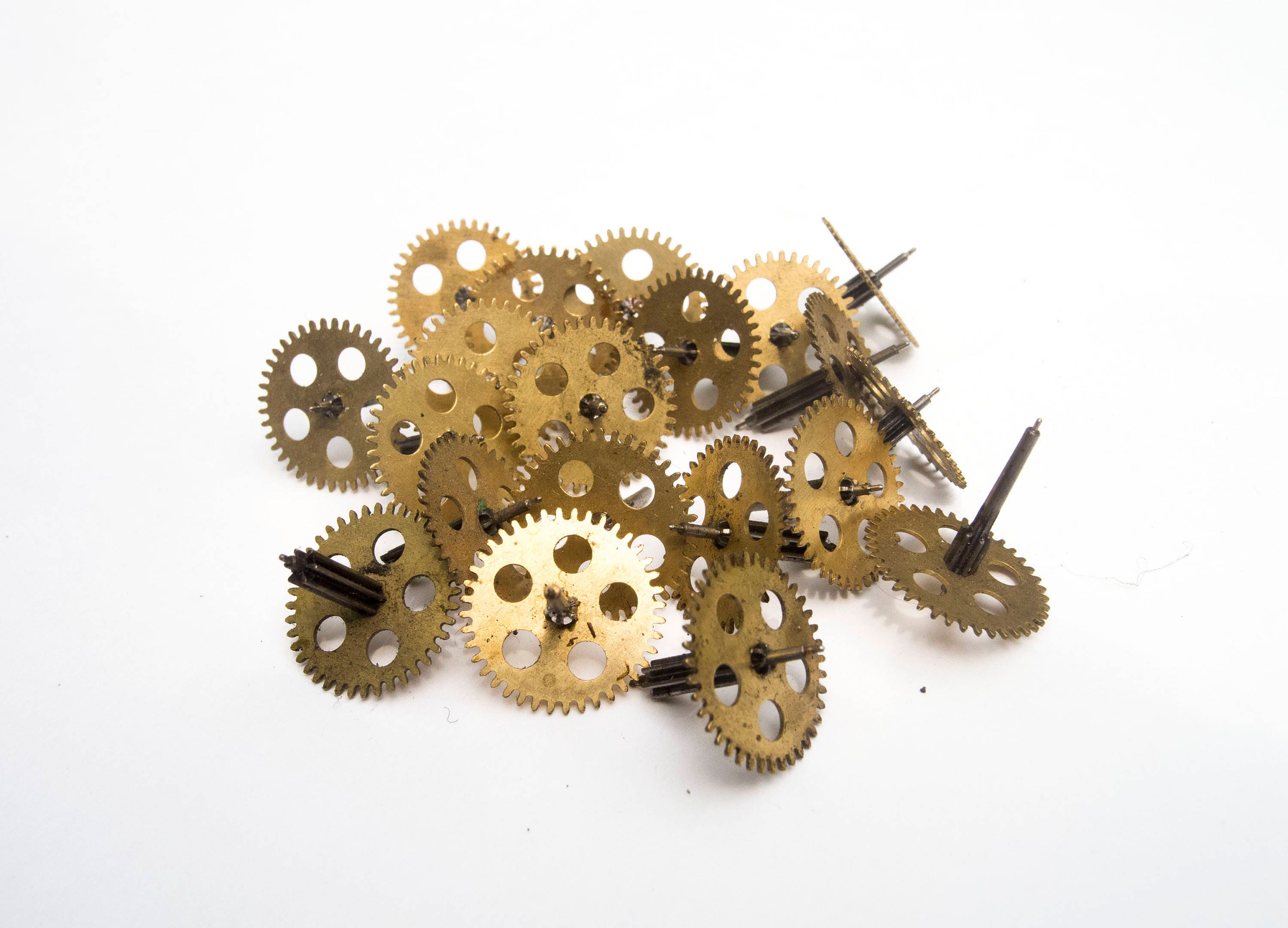 Brass Clock Gears Steampunk Jewelry Findings Set of 10 Etsy