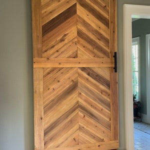 Handcrafted Cedar Chevron Barn Door: Modern Rustic Farmhouse Style