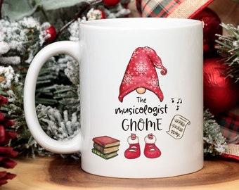 Musicologist Gnome Christmas Mug, Funny Music Teacher Gift