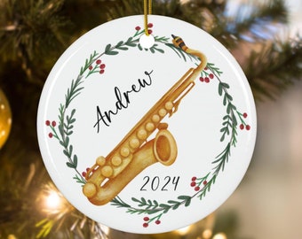 Ornement Saxophone Personnalisé En Acrylique - Décoration De Noël, Cadeau Pour Musicien - Taille 8.9cm à 14cm