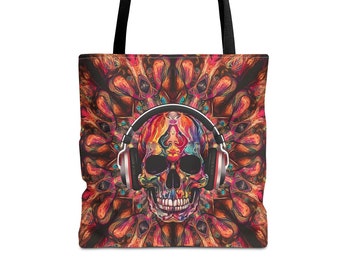 Sac fourre-tout psychédélique à tête de mort : cadeau pour mélomane