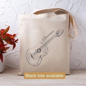 Sac fourre-tout personnalisé pour guitariste, cadeau musique prénom personnalisé, joli sac à bandoulière pour guitariste, fourre-tout pour livre de professeur d'école de musique