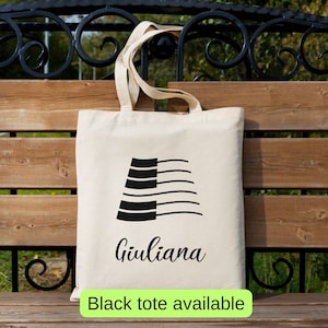 Sac fourre-tout personnalisé pour joueur de piano, cadeau d'anniversaire prénom personnalisé, joli cartable de leçon à bandoulière pour pianiste, fourre-tout accompagnateur pour professeur d'école
