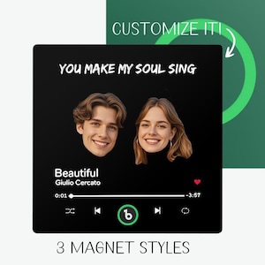 Kundenspezifischer Musik-Kühlschrankmagnet, personalisierter Valentinstag Foto Gesichtsaufklebermagnet, kann Liedergeschenk für Paar sie ihn spielen, Verlobungsgeschenk