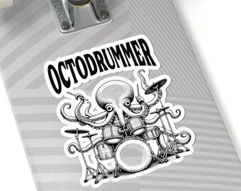 Octodrummer Sticker: Funny Drummer Octopus Meme - Music Gift
