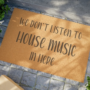 Funny welcome music doormat, ecofriendly modern outdoor 24x16 mat, house music lover teacher gift, new home band orchestra player gift