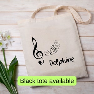 Sac fourre-tout personnalisé pour étudiant en musique, cadeau prénom personnalisé, joli sac en toile pour musicien, cartable pour leçon de piano, fourre-tout scolaire pour professeur de musiciens