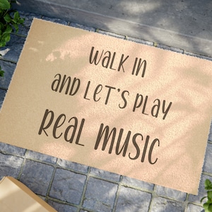 Funny welcome music doormat, ecofriendly modern outdoor studio 24x16 mat, music lover teacher gift, new home band orchestra player gift