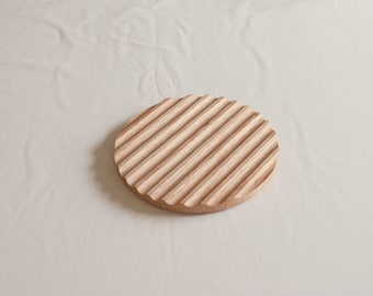 Round wood trivet handmade