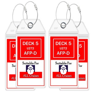 Easy Slide Cruise Ship Luggage Tags - Easy Insert Wide Mouth PVC Holder Cruise Ship Accessories Must Have