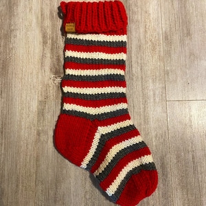Red, Grey and Cream Classic Christmas stocking