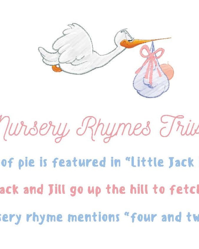 Baby Shower Game Nursery Rhymes Trivia and Answer Key Printable Etsy