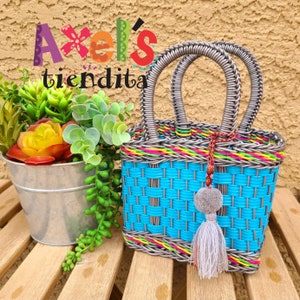 Mini Recycled Plastic Tote Bag - Mexican Mini Bag - Mexican Tote - Handwoven Mexican Bag