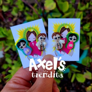 Virgencita y Juan Diego Earrings - Stud Earrings - Virgencita Polymer Clay Earrings - Earrings